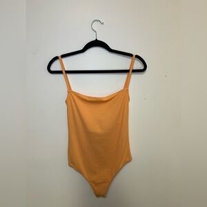 Orange Abercrombie & Fitch Ribbed Twist-Back Bodysuit